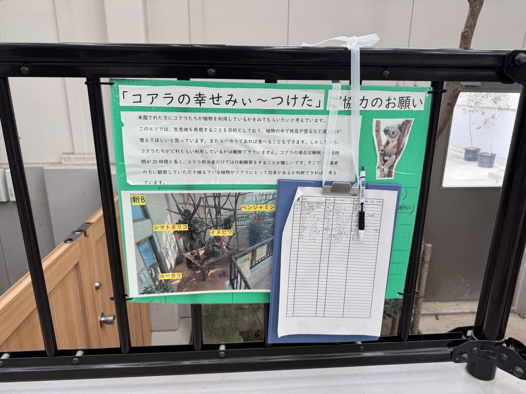 展示場前に設置した記録用紙